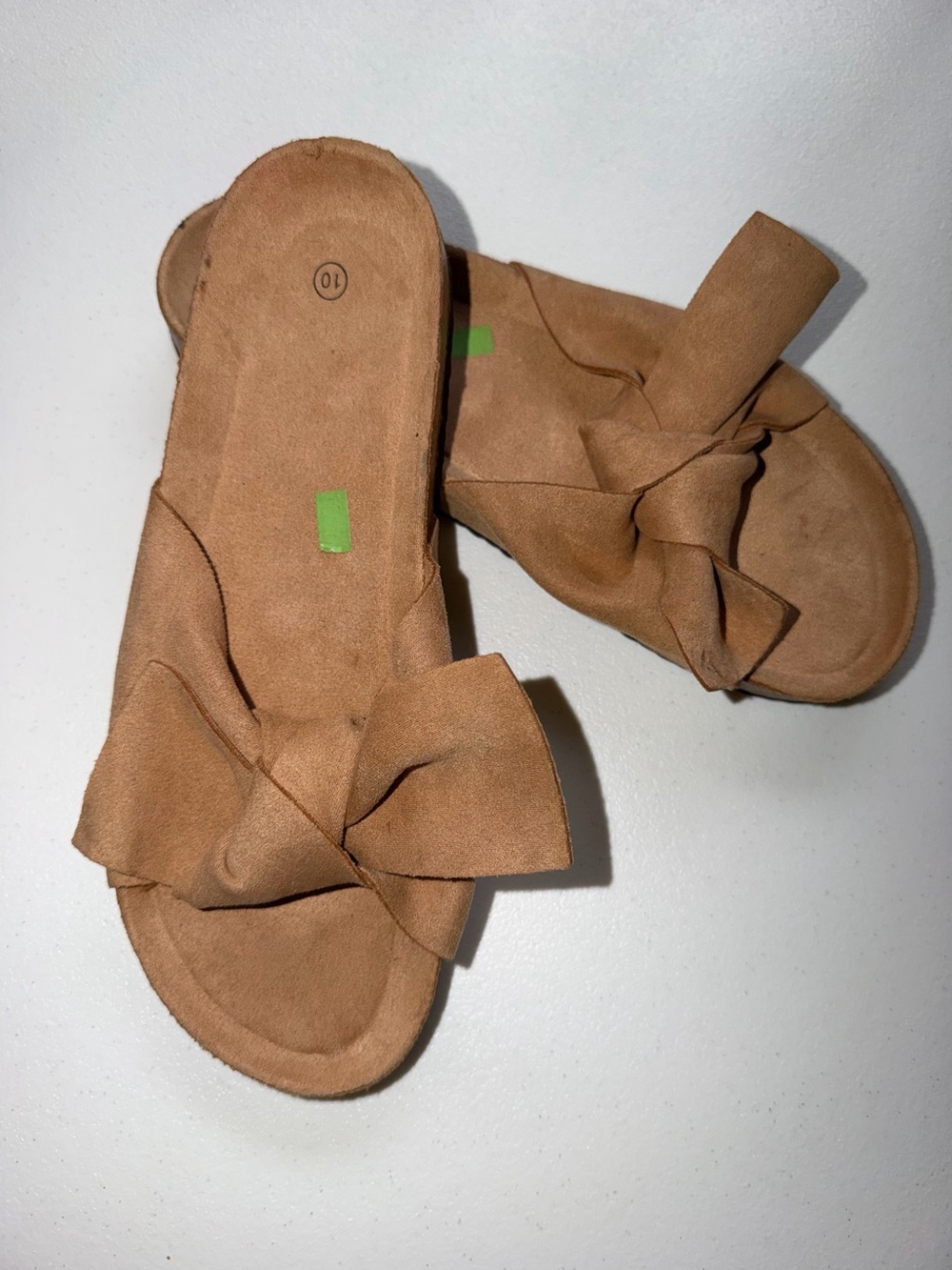 Women’s Tan Bow Slide Sandals